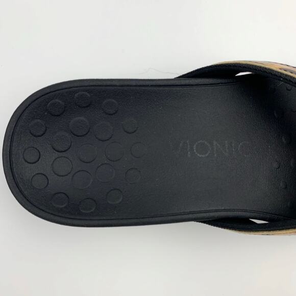 Vionic High Tide Sandals Flip Flops Black Animal Print Platform Comfort Womens 7 - Picture 5 of 10